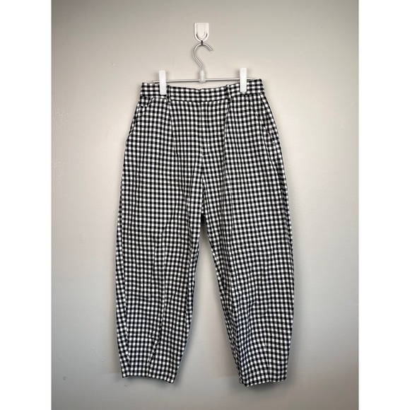Zara Pants - Zara Black White Gingham High Waisted Pleated Tapered Pants Size M